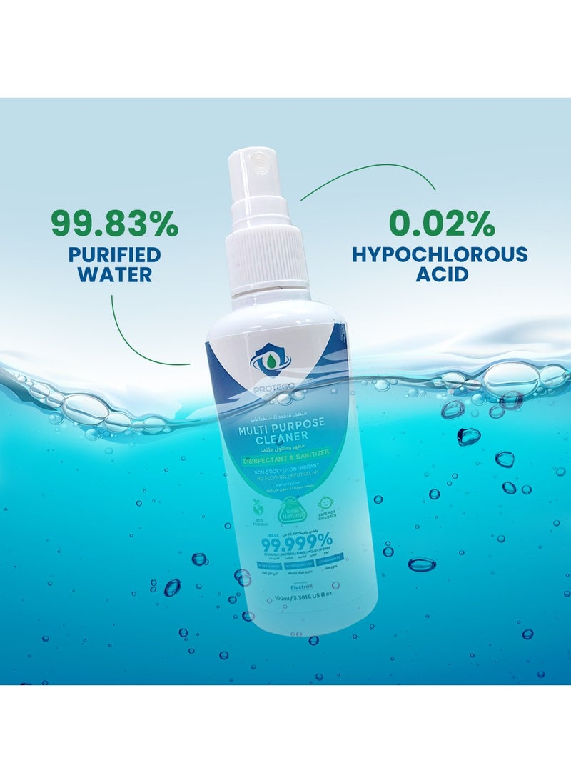 Aqua Protego Hypochlorous Acid Multipurpose Cleaner | Non-Toxic Multi Surface Cleaner Spray | Antibacterial Eco-Friendly Disinfectant Spray – (100 ml Bottle)  - Image 2