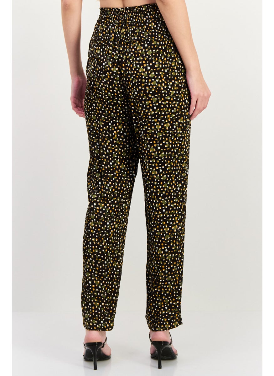 Scotch & Soda Women Regular Fit 32 Length Allover Print Tapered Pants, Dark Brown  - Image 4