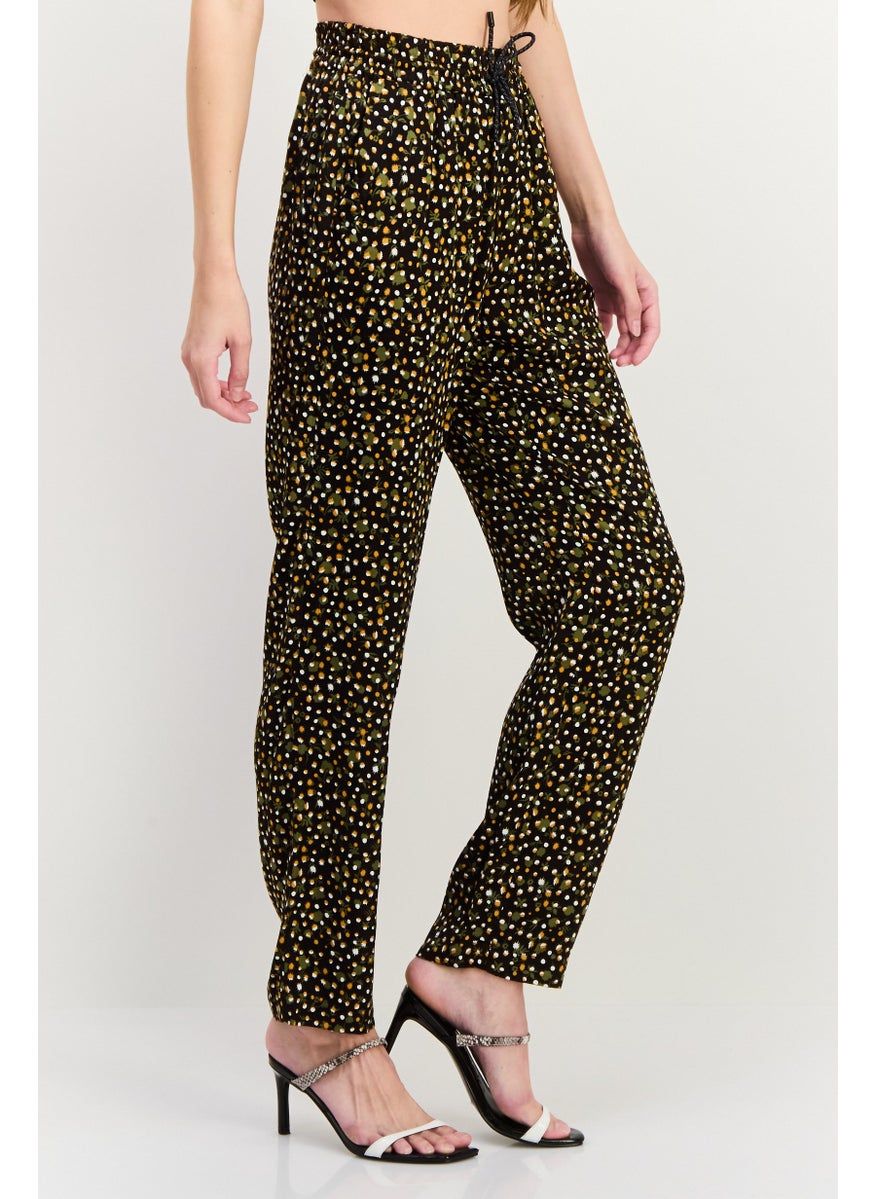 Scotch & Soda Women Regular Fit 32 Length Allover Print Tapered Pants, Dark Brown  - Image 2