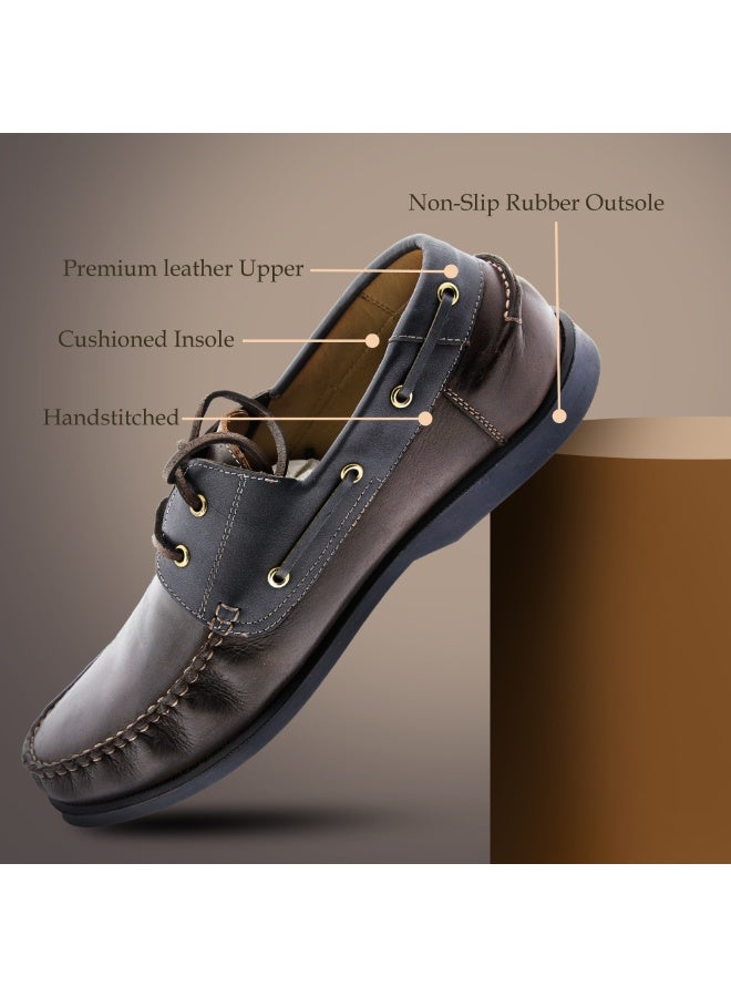 Mont Hawk Men's Boat Shoes – Premium Genuine Leather Lace-Up Casual & Smart Casual Shoes with Cushioned Insole, Flexible Rubber Sole, Comfortable Deck Shoes for Office & Everyday Wear - Image 4