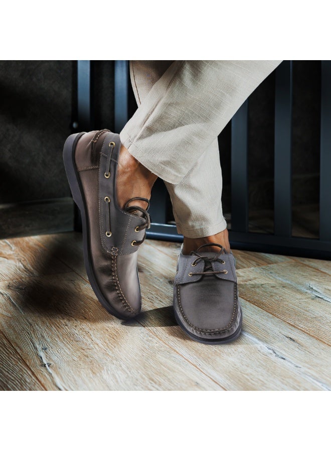 Mont Hawk Men's Boat Shoes – Premium Genuine Leather Lace-Up Casual & Smart Casual Shoes with Cushioned Insole, Flexible Rubber Sole, Comfortable Deck Shoes for Office & Everyday Wear - Image 2