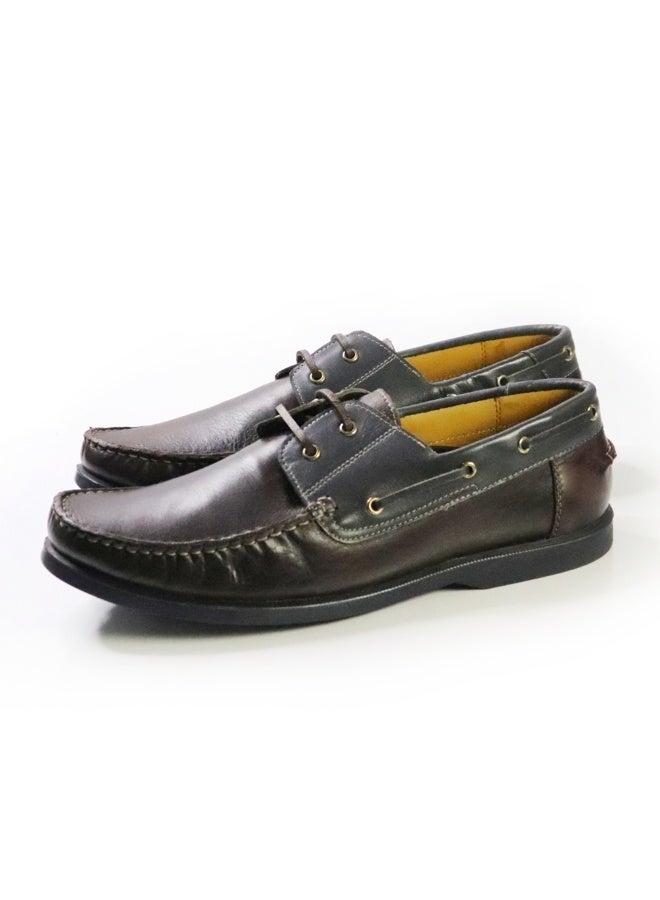 Mont Hawk Men's Boat Shoes – Premium Genuine Leather Lace-Up Casual & Smart Casual Shoes with Cushioned Insole, Flexible Rubber Sole, Comfortable Deck Shoes for Office & Everyday Wear - Image 1
