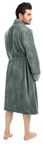 NY Threads Mens Robe, Luxury Plush Fleece Mens Bathrobe, Spa Bath Robe for Men, Large-X-Large, Steel Gray - Image 3