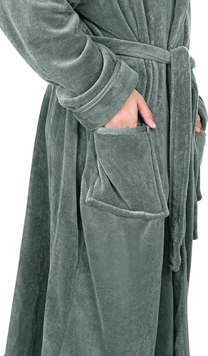 NY Threads Mens Robe, Luxury Plush Fleece Mens Bathrobe, Spa Bath Robe for Men, Large-X-Large, Steel Gray - Image 4