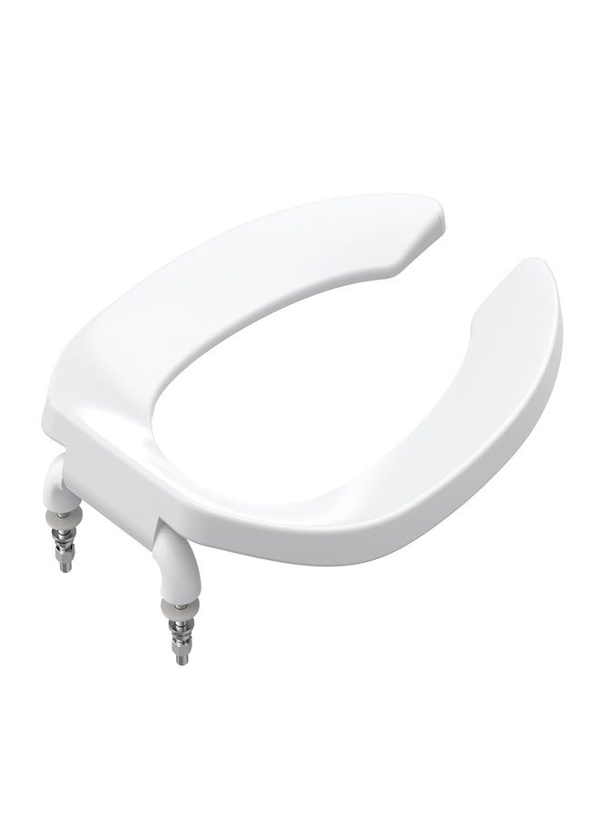 GAOMON Commercial Heavy Duty Open Front Toilet Seat Without Cover Will Never Loosen and Reduce Call-Backs,Public Toilet Lid Elongated Safe, for Office,Church,Hospital(White 18.5") - Image 1