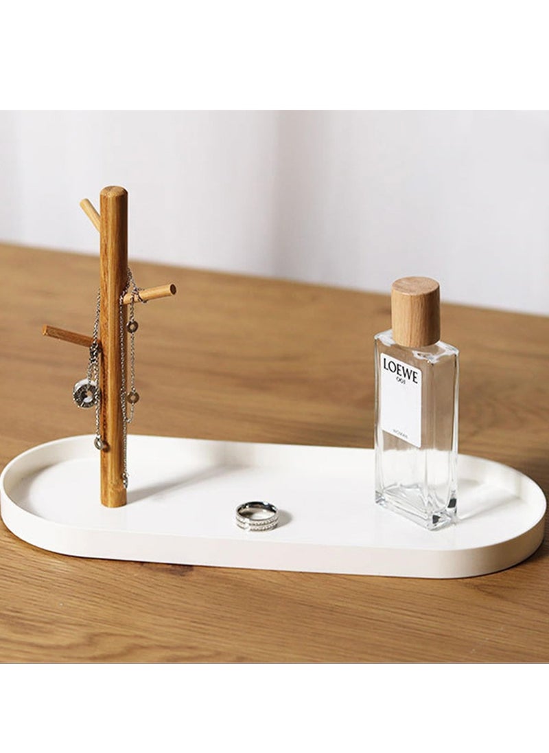 SYOSI - Key Tray, Jewelry Tray with Wood 3-Tier Hanging Organizer, Multi-Functional Entryway Tray, Key Bowl, Valet Tray, Ring Holder, Jewelry Dish Organizer, Wooden Storage Rack - Image 1