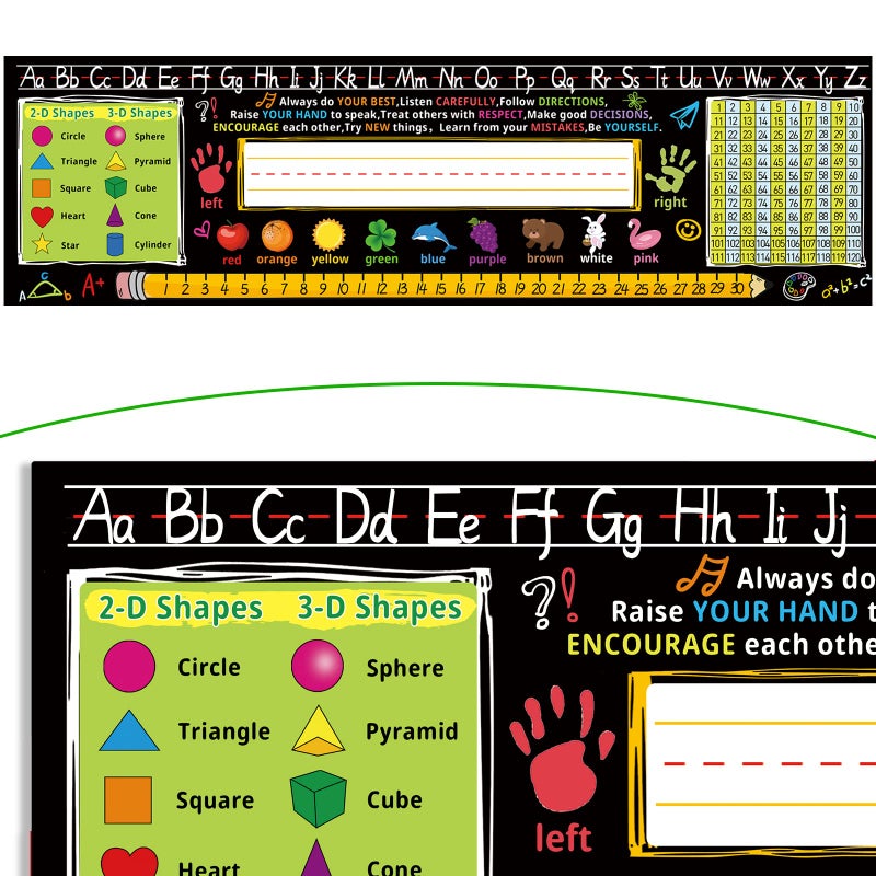 Hedeey 17.3 x 5 Inch Self Adhesive Name Tags for Classroom Student Desks,Multipurpose Manuscript Name Plates with Alphabet Letters,Class Rules(24 Pack) - Image 1