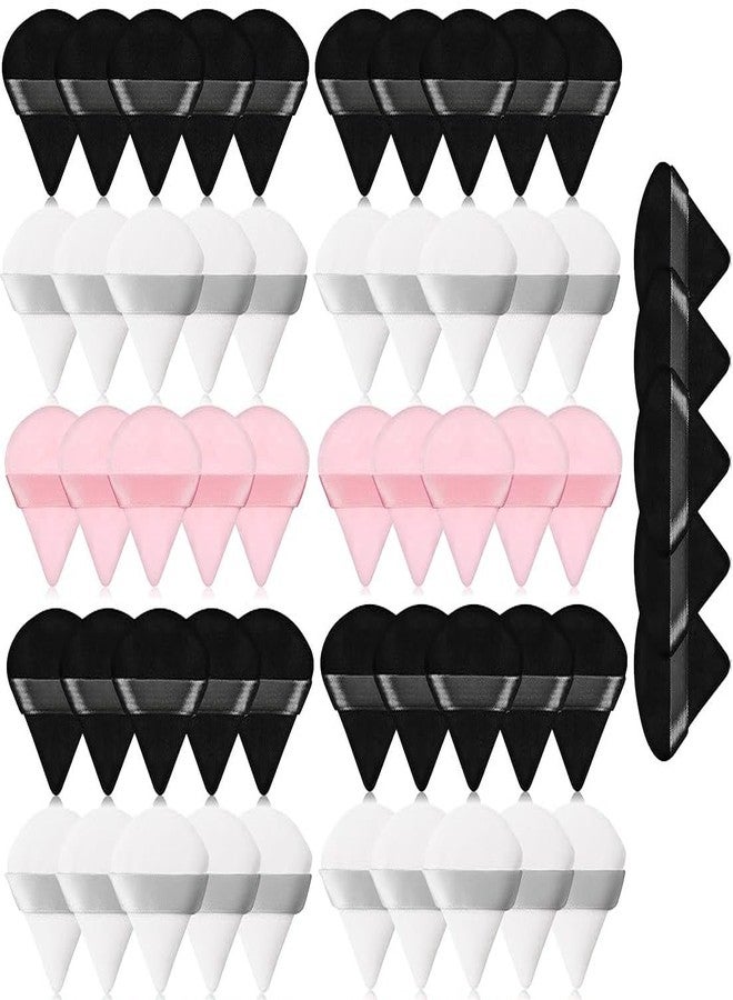 DATNASAYAD 55 Pieces Triangle Cosmetic Loose Powder Puffs Washable Reusable Soft Plush Foundation Sponge for Face Body Wet Dry Makeup Tool- Multicolor Pack of 55 - Image 1