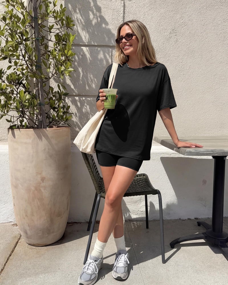 ZOOSIXX 2 Piece Sets for Women Summer - Oversized T-Shirt and Biker Shorts Lounge Sets Matching Outfit for Travel Casual - Image 2