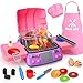 AugToy Kids BBQ Grill Playset with Coooking Apron Hat Toddler Girl Pink Kitchen Toy Ages 35 48 Pretend Smoke Sound Light Outdoor Barbecue Accessories Toy for 3 4 5 Year Old Girl Birthday Gift - Image 2