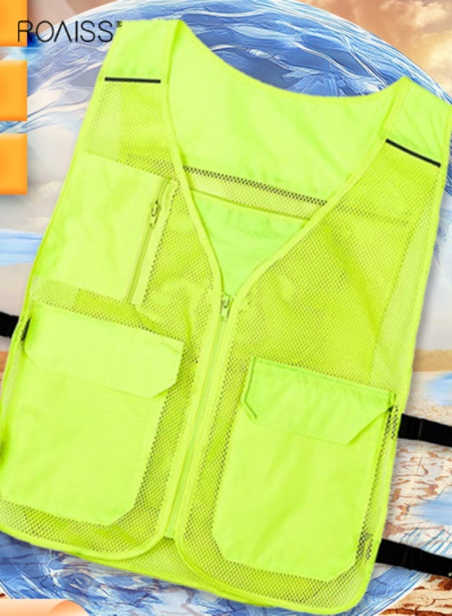 رويس سترة أمان صيفية مع 4 قطع من أكياس الثلج، سترة تبريد الثلج للرجال والنساء، سترة رائعة للعمل في الطقس الحار، سترات عاكسةملابس تبريد خارجية مقاومة للحرارة وقابلة للتنفس - Image 2