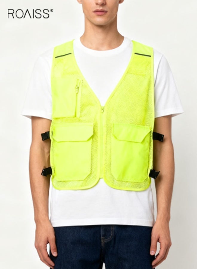 رويس سترة أمان صيفية مع 4 قطع من أكياس الثلج، سترة تبريد الثلج للرجال والنساء، سترة رائعة للعمل في الطقس الحار، سترات عاكسةملابس تبريد خارجية مقاومة للحرارة وقابلة للتنفس - Image 4