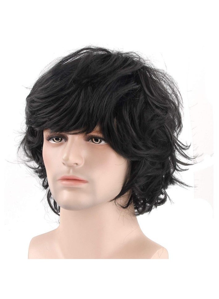 Gasin New Fashion European And American Brazilian Fluffy Natural Curly Men's Wigs Black - Image 2