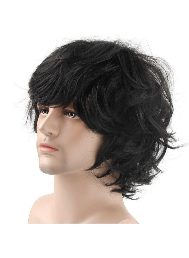 Gasin New Fashion European And American Brazilian Fluffy Natural Curly Men's Wigs Black - Image 4