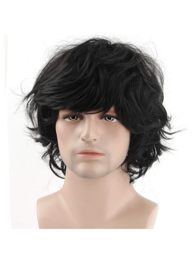 Gasin New Fashion European And American Brazilian Fluffy Natural Curly Men's Wigs Black - Image 3