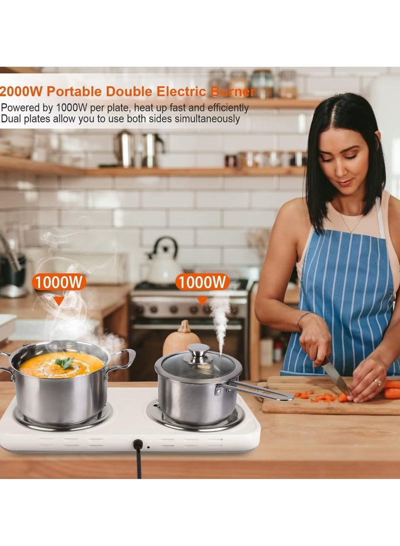 Double Electric Hot Plate Burner PR615 - Heavy Duty Non-Stick Coating with Advanced Overheat Protection & Fast Heating System - Image 3