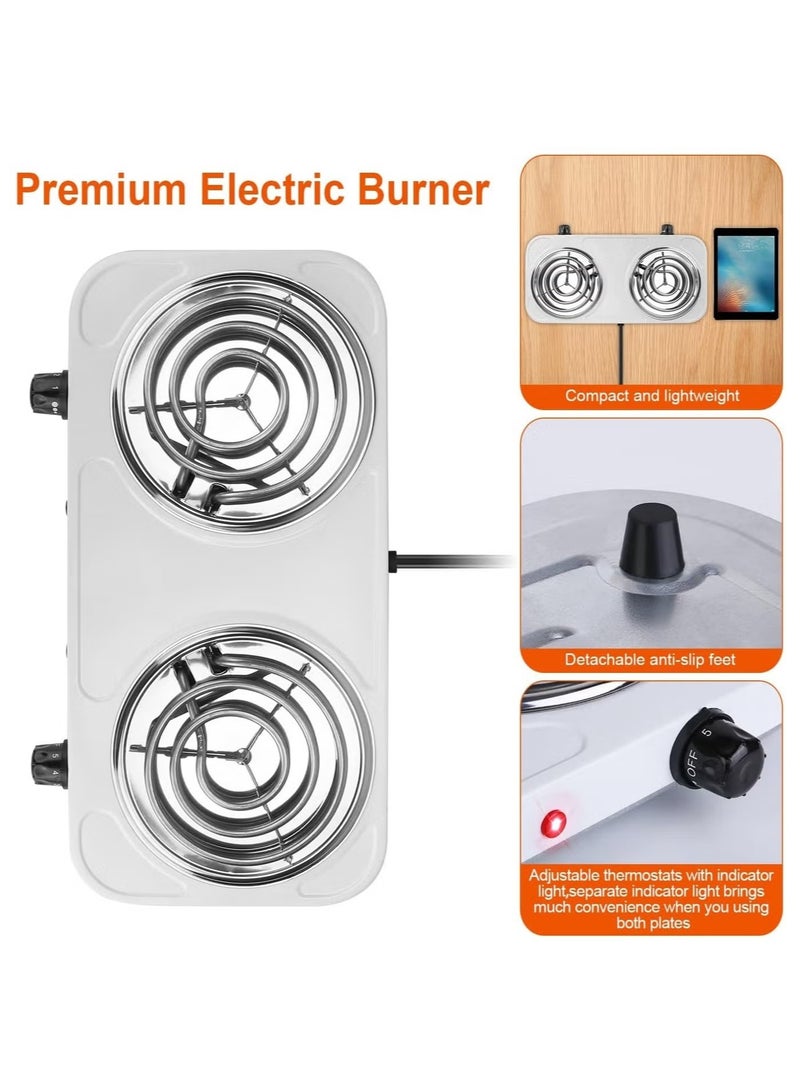 Double Electric Hot Plate Burner PR615 - Heavy Duty Non-Stick Coating with Advanced Overheat Protection & Fast Heating System - Image 4