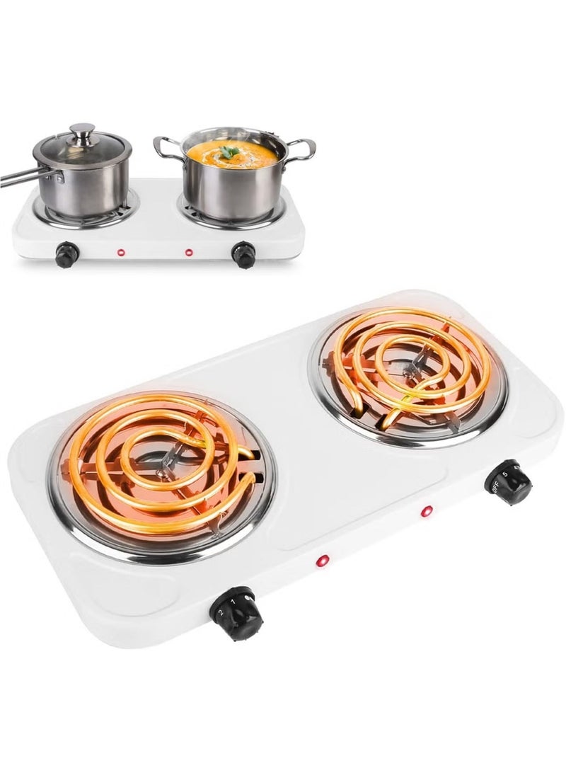 Double Electric Hot Plate Burner PR615 - Heavy Duty Non-Stick Coating with Advanced Overheat Protection & Fast Heating System - Image 1