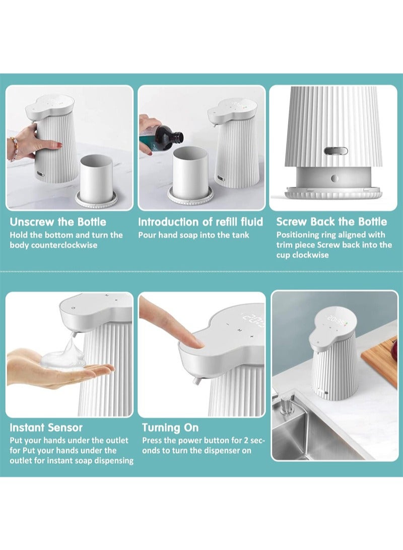 Automatic Smart Sensor Foaming Soap Dispenser Touchless Three-level Adjustment Auto Liquid Soap Dispenser For Bathroom Kitchen Washroom USB Rechargeable