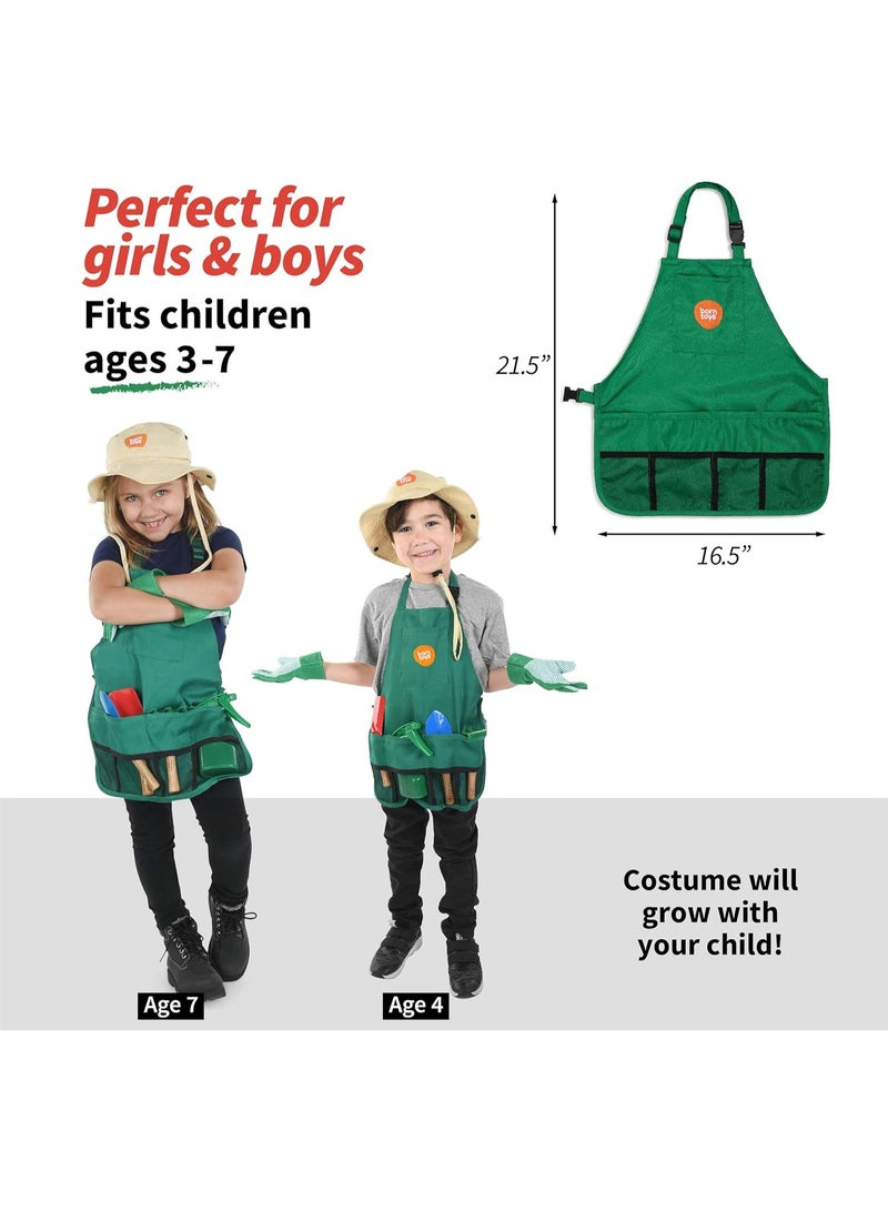 Born Toys Kids Gardening Set, Kids Gardening Tools with rake, Kids Gardening Gloves and Washable Apron Set for Real or Sand Gardening and Dress up Clothes or Role Play - Image 4