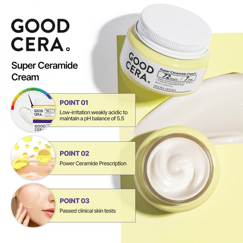 HOLIKA HOLIKA Good Cera Super Ceramide Cream | Soothing Facial Cream & Skin Moisturizer | Ceramide Cream Korean Moisturizer for Face | Deeply Nourishing Face Cream for Dry Skin 2.02 fl oz - Image 2