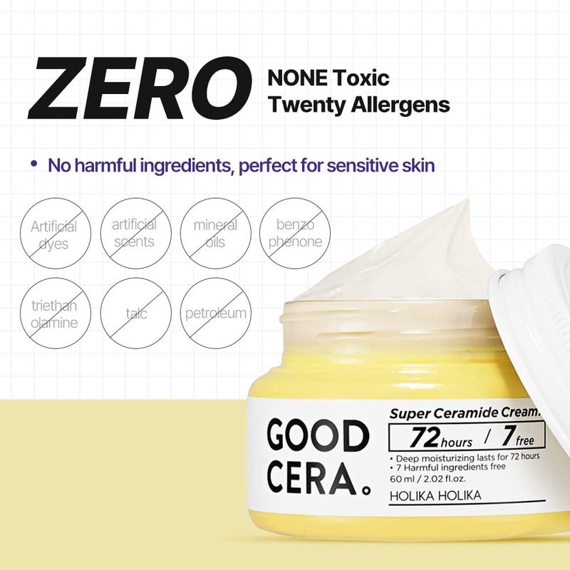 HOLIKA HOLIKA Good Cera Super Ceramide Cream | Soothing Facial Cream & Skin Moisturizer | Ceramide Cream Korean Moisturizer for Face | Deeply Nourishing Face Cream for Dry Skin 2.02 fl oz - Image 4