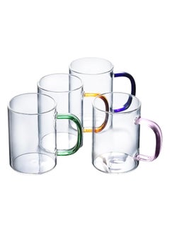 HOPHOP Glass Mugs Set of 4 Indulge in Luxury Colorful Handles Versatile Glass Tea Cups and Latte Delights for Your Daily Brew Rituals Large & Multipurpose Shape Mugs Microwave  - Image 1