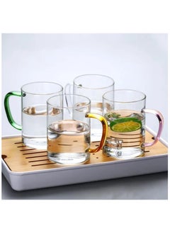 HOPHOP Glass Mugs Set of 4 Indulge in Luxury Colorful Handles Versatile Glass Tea Cups and Latte Delights for Your Daily Brew Rituals Large & Multipurpose Shape Mugs Microwave  - Image 2