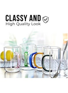 HOPHOP Glass Mugs Set of 4 Indulge in Luxury Colorful Handles Versatile Glass Tea Cups and Latte Delights for Your Daily Brew Rituals Large & Multipurpose Shape Mugs Microwave  - Image 3