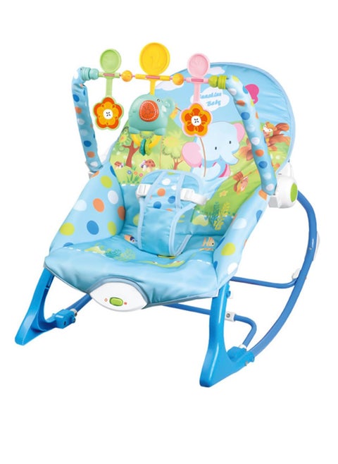 Baby Rocking Chair,Vibrating soothing function, lightweight collapsible children's rocking chair for zero-month babies and older children, Blue