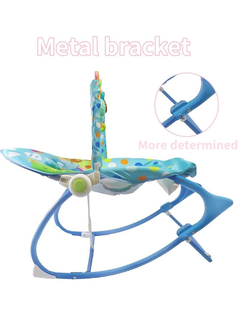 Baby Rocking Chair,Vibrating soothing function, lightweight collapsible children's rocking chair for zero-month babies and older children, Blue
