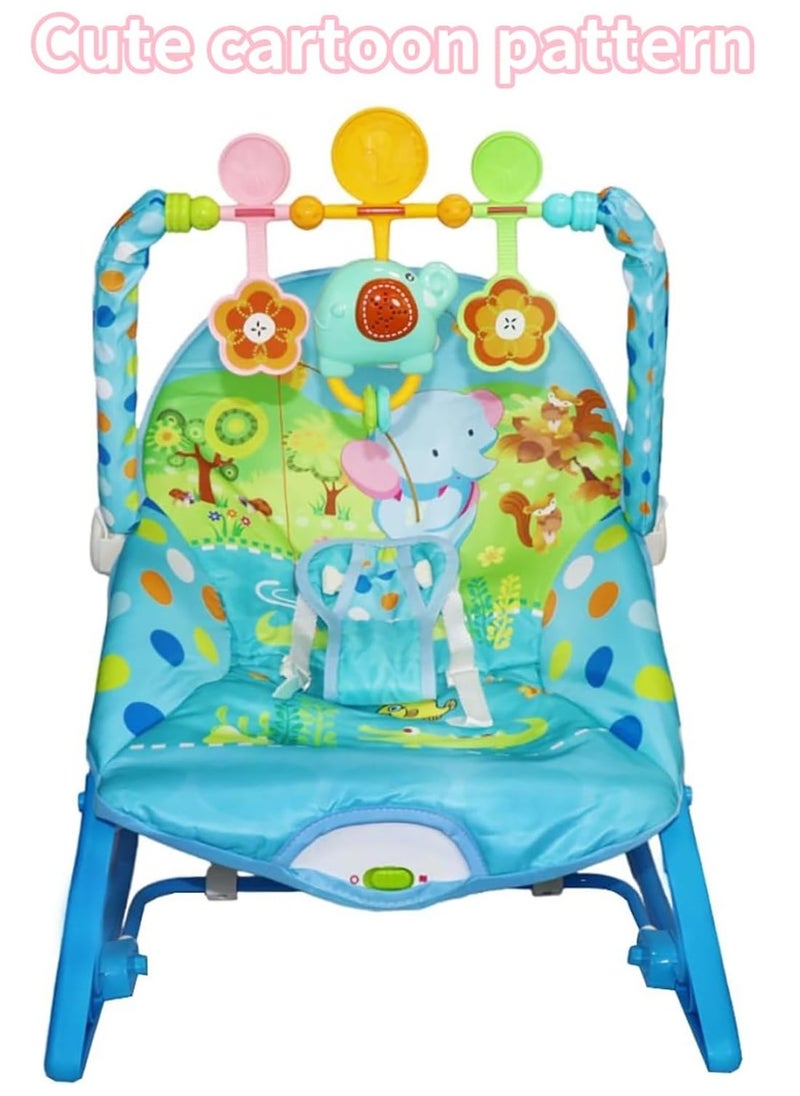 Baby Rocking Chair,Vibrating soothing function, lightweight collapsible children's rocking chair for zero-month babies and older children, Blue
