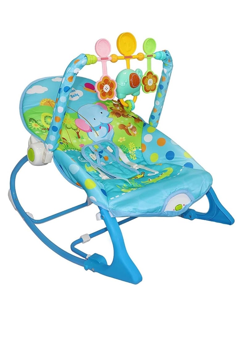 Baby Rocking Chair,Vibrating soothing function, lightweight collapsible children's rocking chair for zero-month babies and older children, Blue
