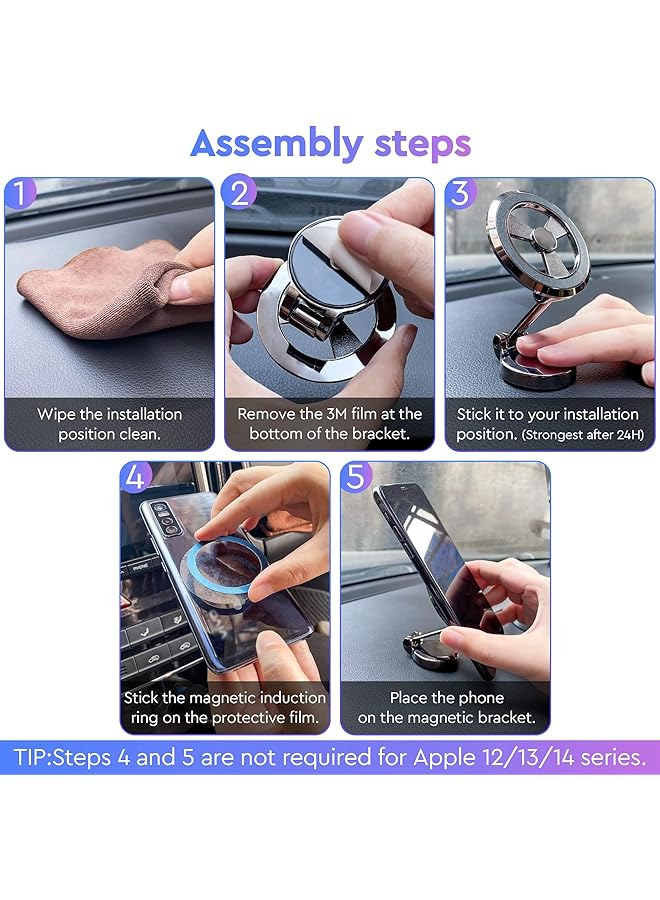 Excefore Magnetic Car Phone Holder, Magnetic Phone Holder For Car Dashboard, Air Vent Cell Phone Holder, Compatible With Magsafe Car Mount, Adjustable Phone Mount For Iphone 14 13 12 Pro Max Plus - Image 3