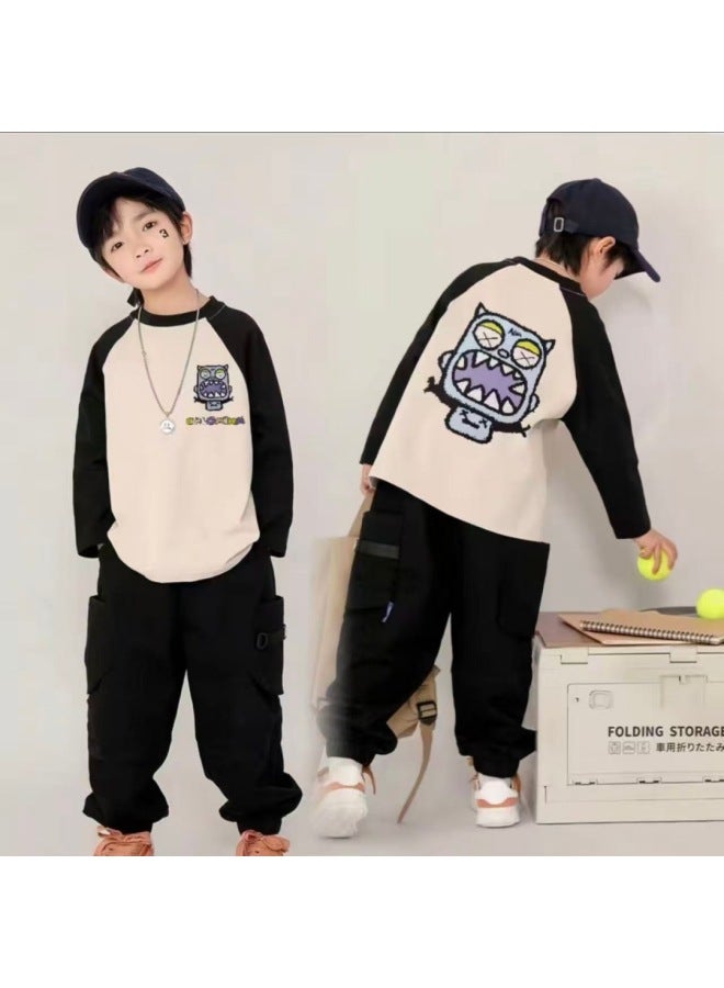 Children's Soft Velvet Bottoming Shirt Autumn And Winter Boys' Splicing Contrasting Printed Long-sleeved Warm Half Turtleneck Top