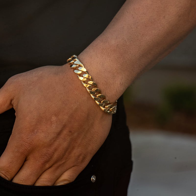 LIFETIME JEWELRY 12mm Miami Curb Cuban Link Chain Bracelet for Men 24k Gold Plated (Gold, 8 inches) - Image 3