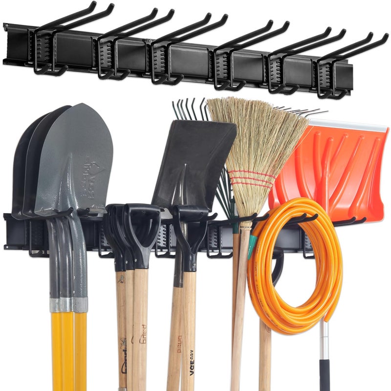 Aking Ace Garage Tool Organizer Wall Mount - Heavy Duty 48" Storage Rack with 6 Adjustable Hooks, Holds 350lbs, Garden Tool Hanger for Shed Organization - Image 1