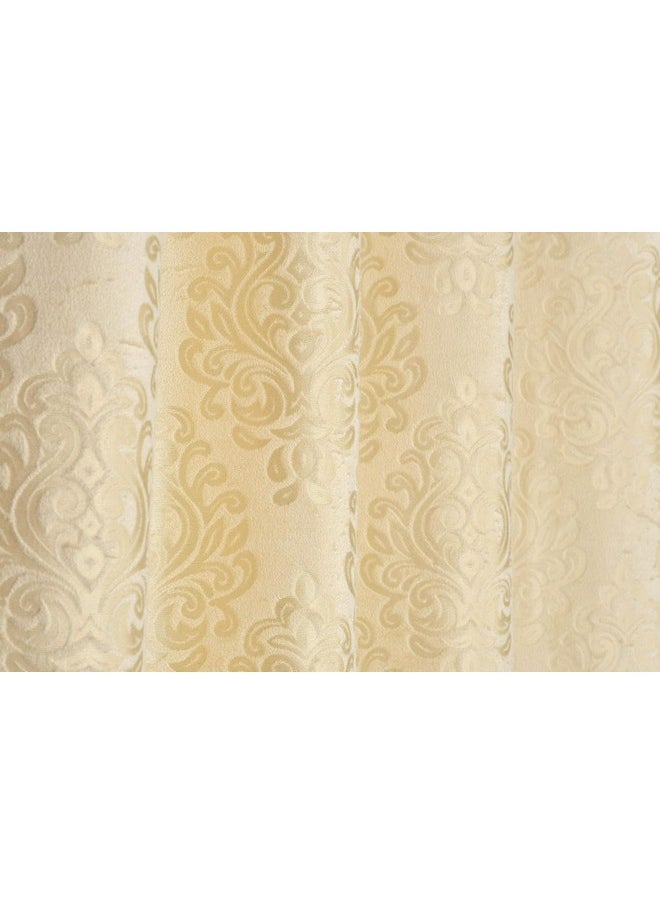 بوراف لايت - ستائر باب Purav Light Suede Velvet Embossed بطول 9 أقدام لغرفة المعيشة وغرفة النوم، كريمي، مجموعة من قطعتين - Image 1