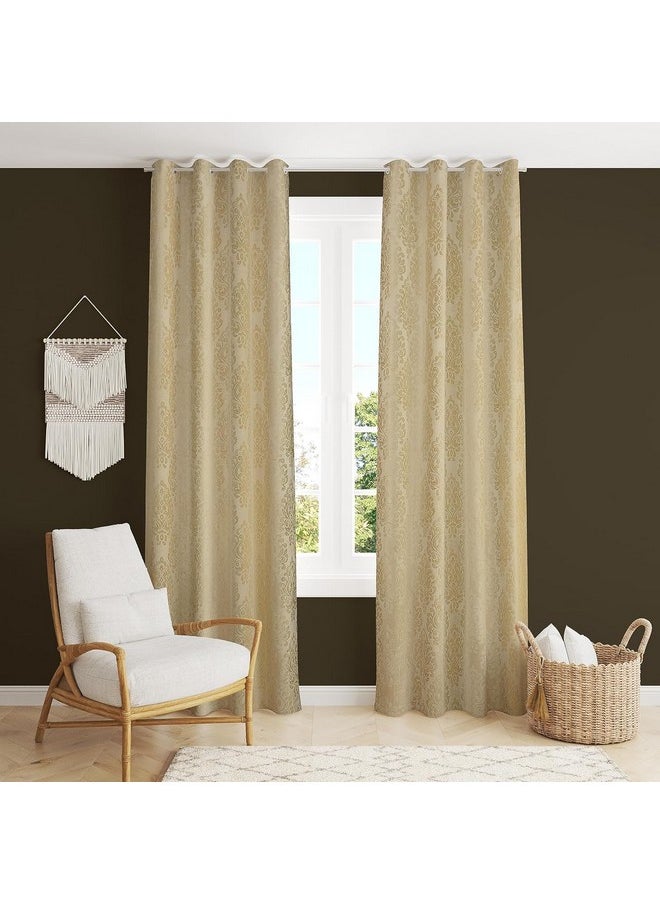 بوراف لايت - ستائر باب Purav Light Suede Velvet Embossed بطول 9 أقدام لغرفة المعيشة وغرفة النوم، كريمي، مجموعة من قطعتين - Image 1