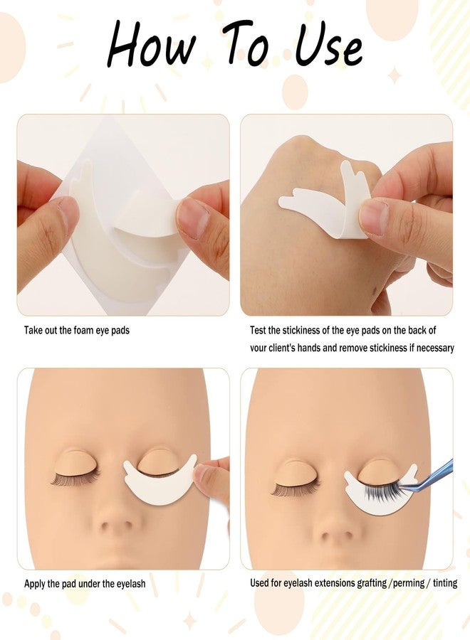 WLLHYF 200 PCS Foam Eye Pads for Lash Extensions, Waterproof Pre Cut Eyelash Tape Lint Free Sticky Under Eye Pads Lash Tech Supplies Fit Most Eye Shape, White - Image 4