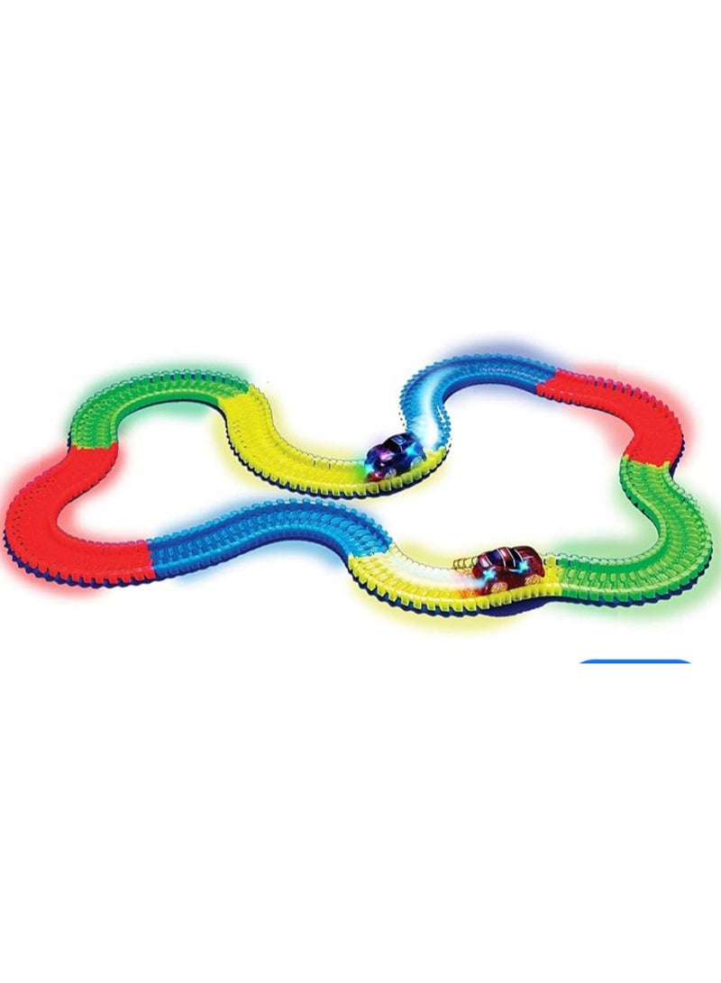 مجموعة مضمار سباق متوهج في الظلام من Next Store، مكونة من 192 قطعة، مع سيارات سباق مرنة - تصميم ممتع للأطفال - Image 2