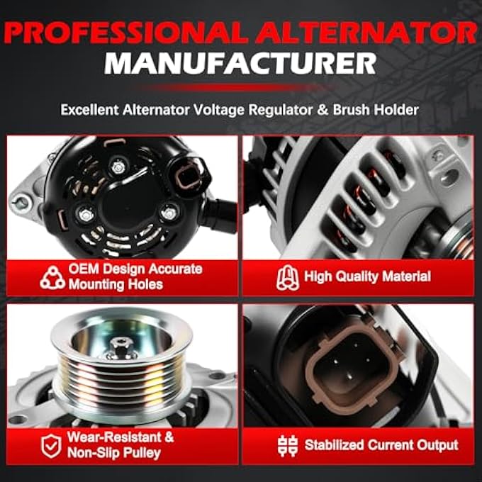 Autodevil 11392 Alternator Fit for 2008-2012 Accord 3.5L V6, 2010-2010 Accord Crosstour 3.5L V6, 130Amp 12V Automotive Replacement Alternator OE 31100-R70-A01,CSF91 - Image 5