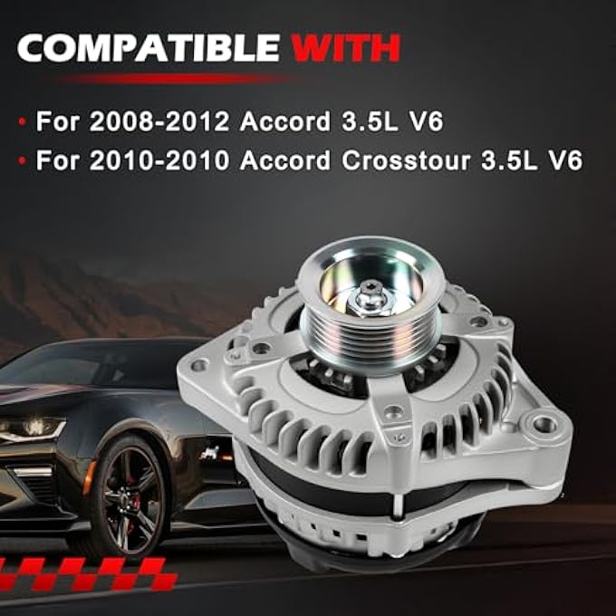 Autodevil 11392 Alternator Fit for 2008-2012 Accord 3.5L V6, 2010-2010 Accord Crosstour 3.5L V6, 130Amp 12V Automotive Replacement Alternator OE 31100-R70-A01,CSF91 - Image 2