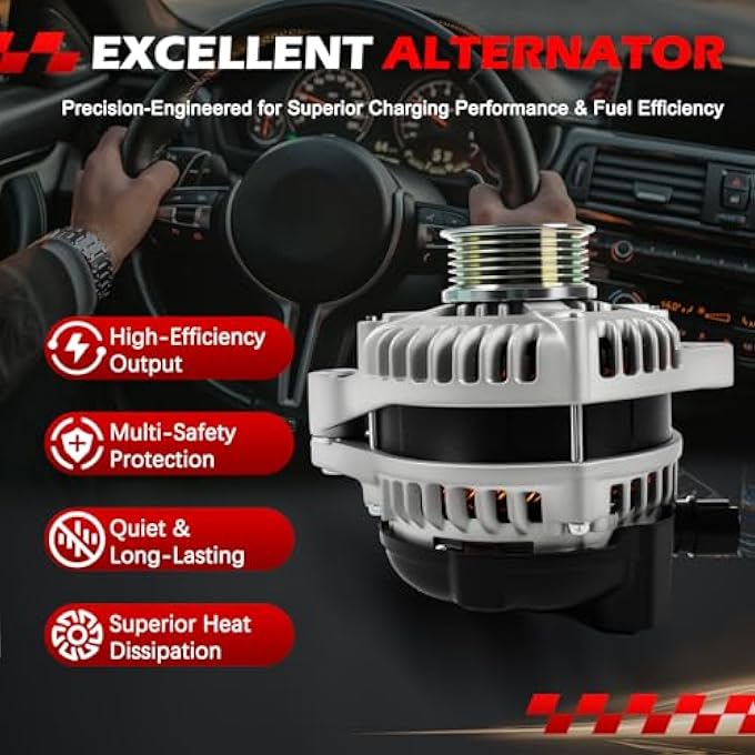 Autodevil 11392 Alternator Fit for 2008-2012 Accord 3.5L V6, 2010-2010 Accord Crosstour 3.5L V6, 130Amp 12V Automotive Replacement Alternator OE 31100-R70-A01,CSF91 - Image 4