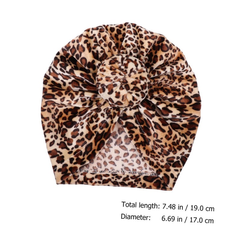 Leopard Print Newborn Infant Cotton Hats 3 Pack Soft Breathable Baby Boy Girl Turban Caps Stylish Animal Design - Image 3