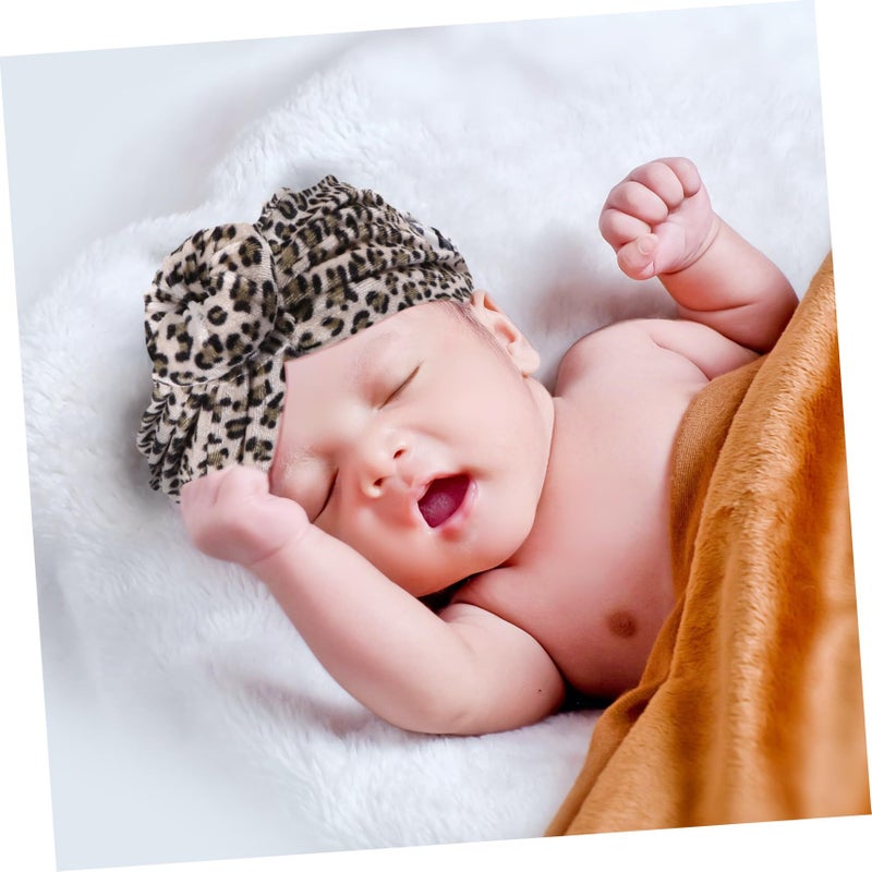 Leopard Print Newborn Infant Cotton Hats 3 Pack Soft Breathable Baby Boy Girl Turban Caps Stylish Animal Design - Image 4
