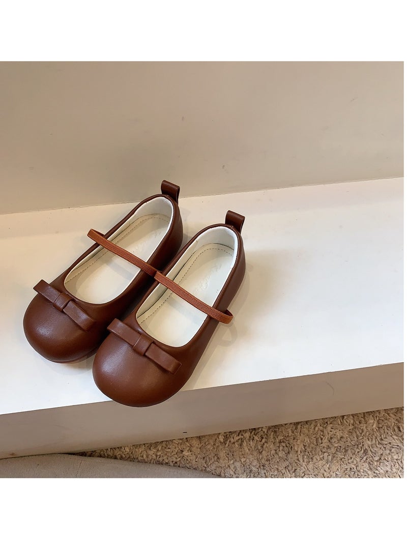 Xiaoxiangfeng Butterfly Bow French Children's Shoes Leather Shoes Soft Bottom  - Image 1