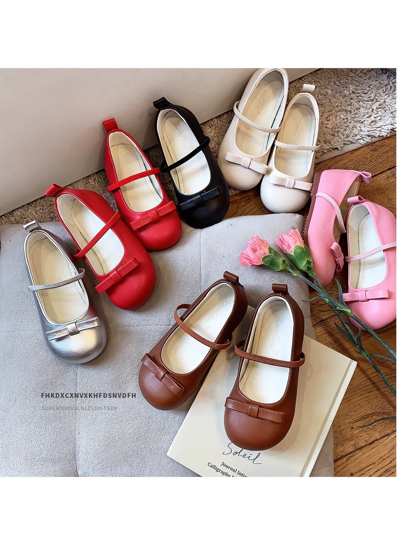 Xiaoxiangfeng Butterfly Bow French Children's Shoes Leather Shoes Soft Bottom  - Image 3