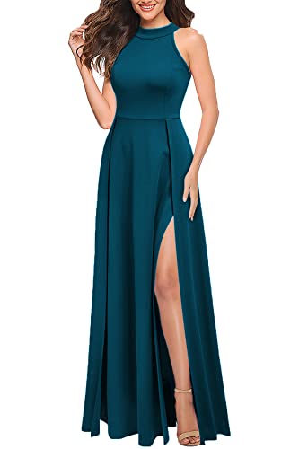 MUSHARE Women's Halter Neck Sexy Split Cocktail Party Maxi Long Formal Dress - Image 3