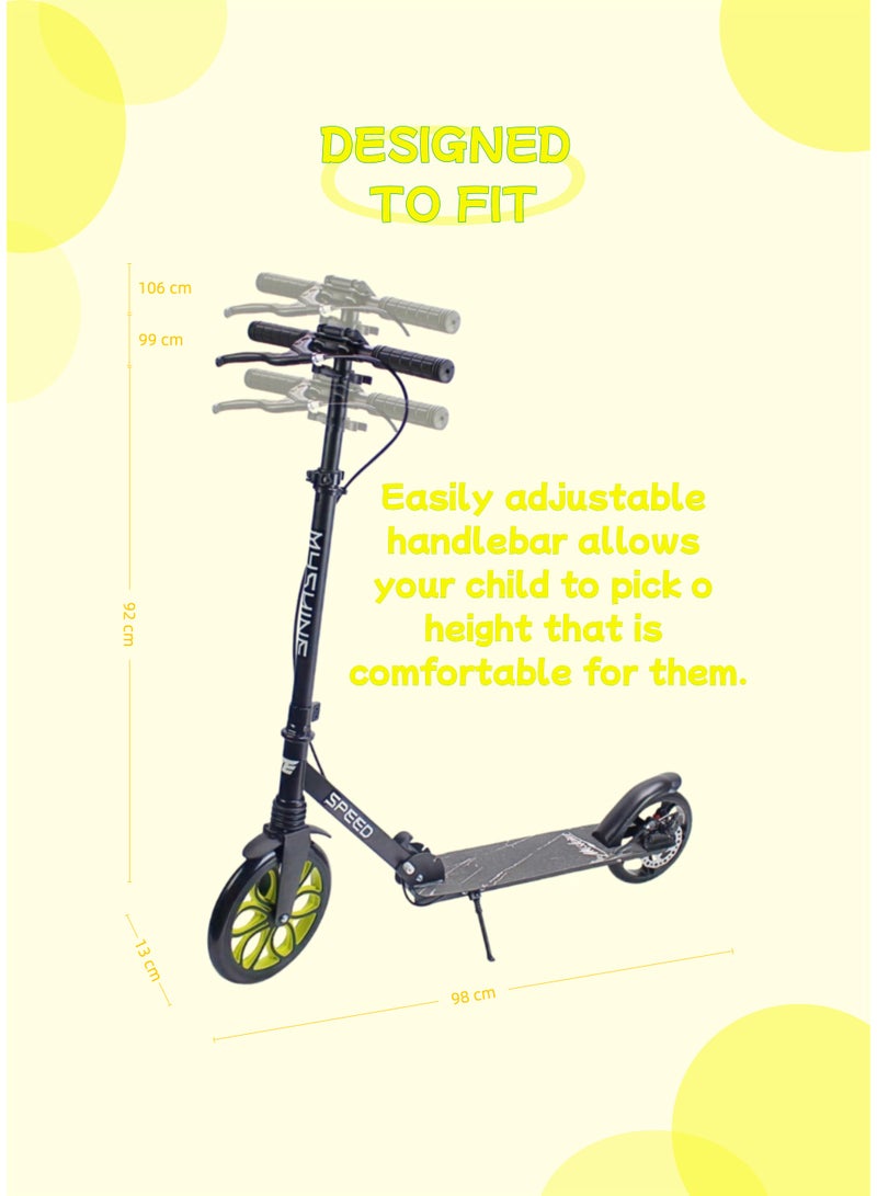 EASY FUTURE Foldable Kick Scooter for Kids Ages 7–14, Big Wheels, Adjustable Handlebar, Rear Brake & Easy Grip Handle Including Protective Gear Set - Image 4